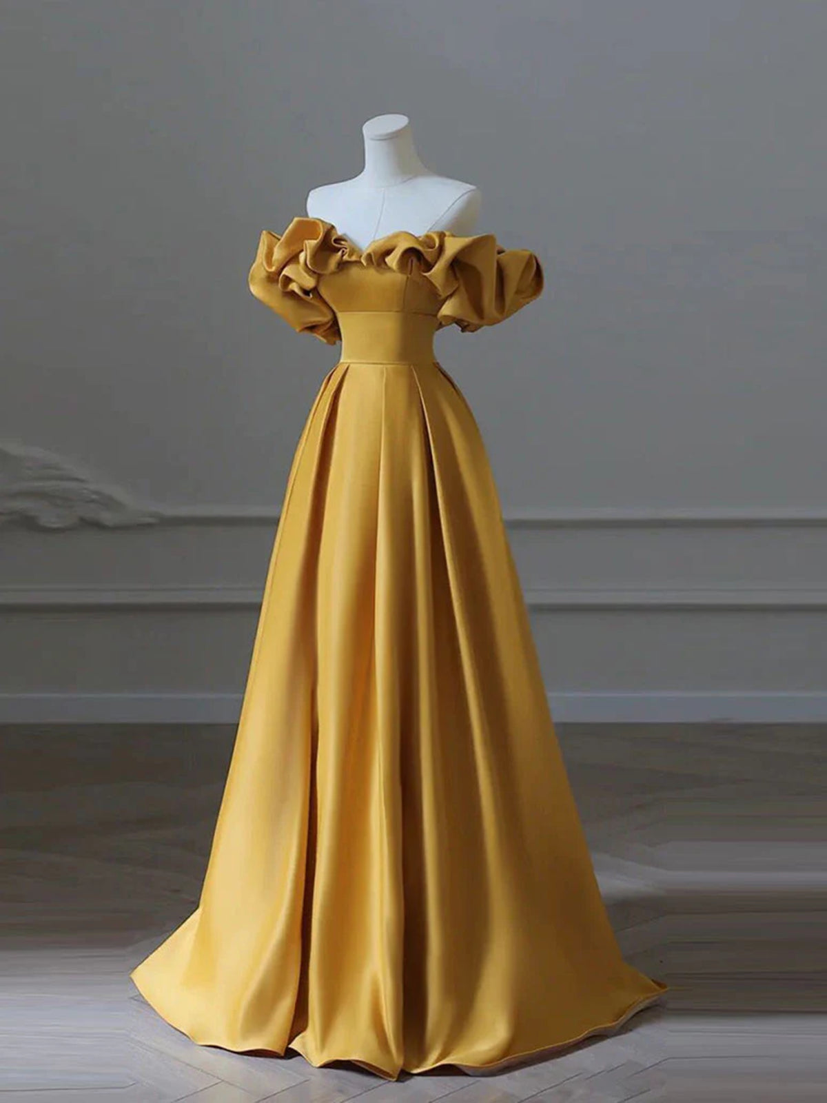 Off the Shoulder Yellow Long Prom Dresses, Yellow Off Shoulder Long Formal Evening Dresses, US 14 / Yellow as Pics / No Rush