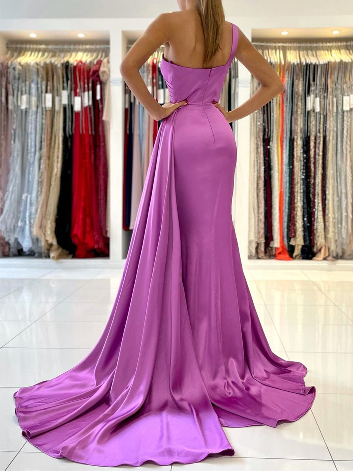 Purple Silk Satin A Line Prom Dresses, Evening Dress PL446 | Promnova