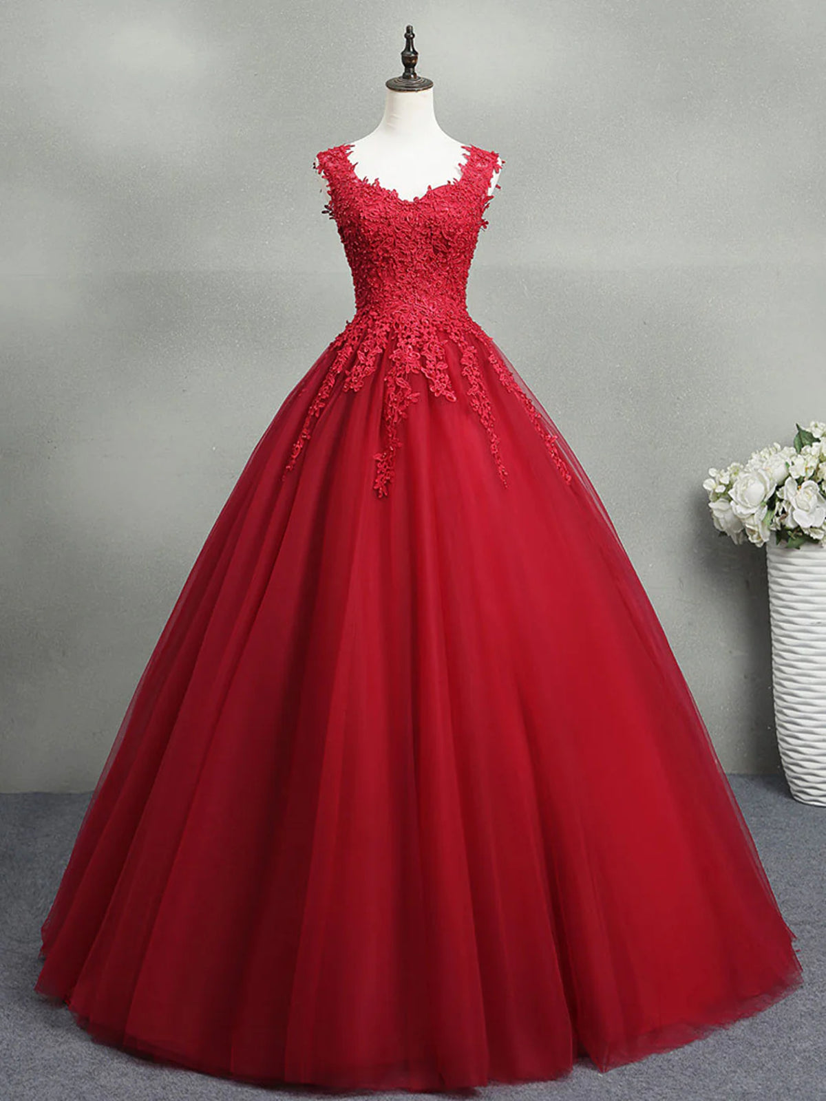 Open Back Burgundy Lace Tulle Long Prom Dresses, Burgundy Lace Formal Evening Dresses, US 16 / Burgundy as Pics / With Rush+$19.99 Open Back Burgundy Lace Tulle Long Prom Dresses, Burgundy Lace Formal Evening Dresses, US 16 / Burgundy as Pics / With Rush+$19.99