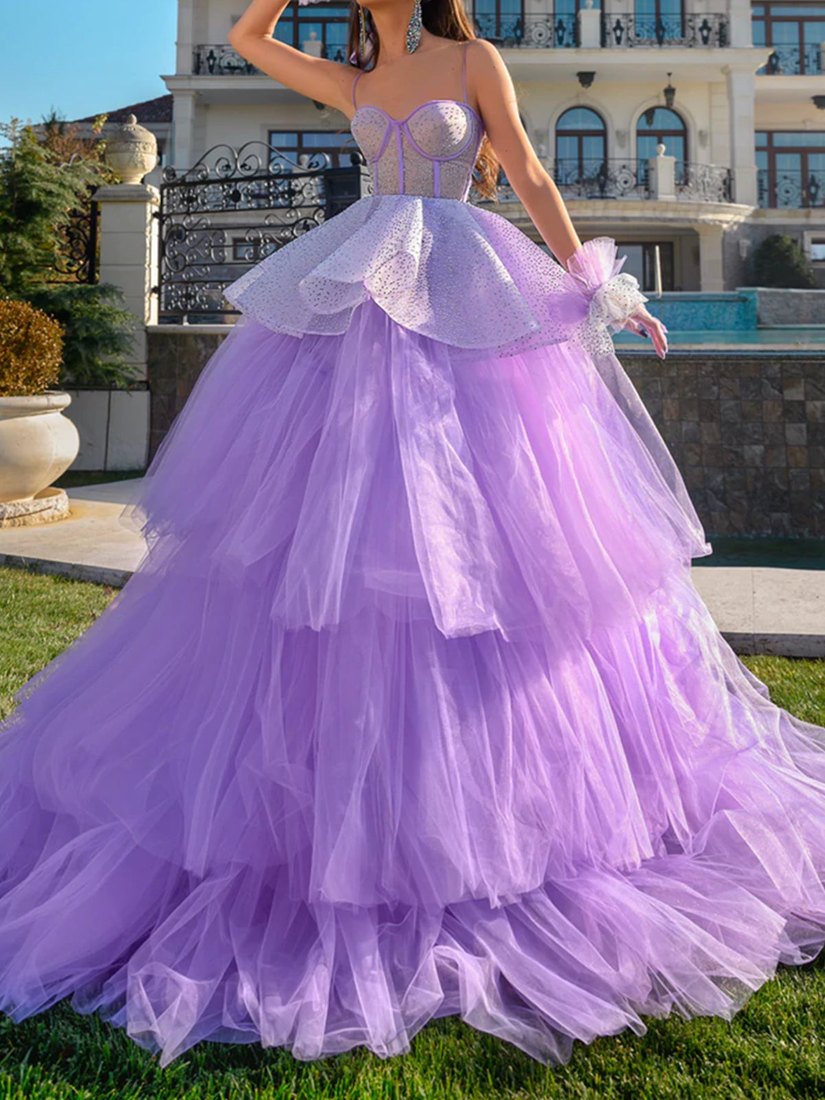 Purple Beaded High Low Prom Dresses, Purple Beaded High Low Formal Gra - shegown Purple Beaded High Low Prom Dresses, Purple Beaded High Low Formal Gra - shegown