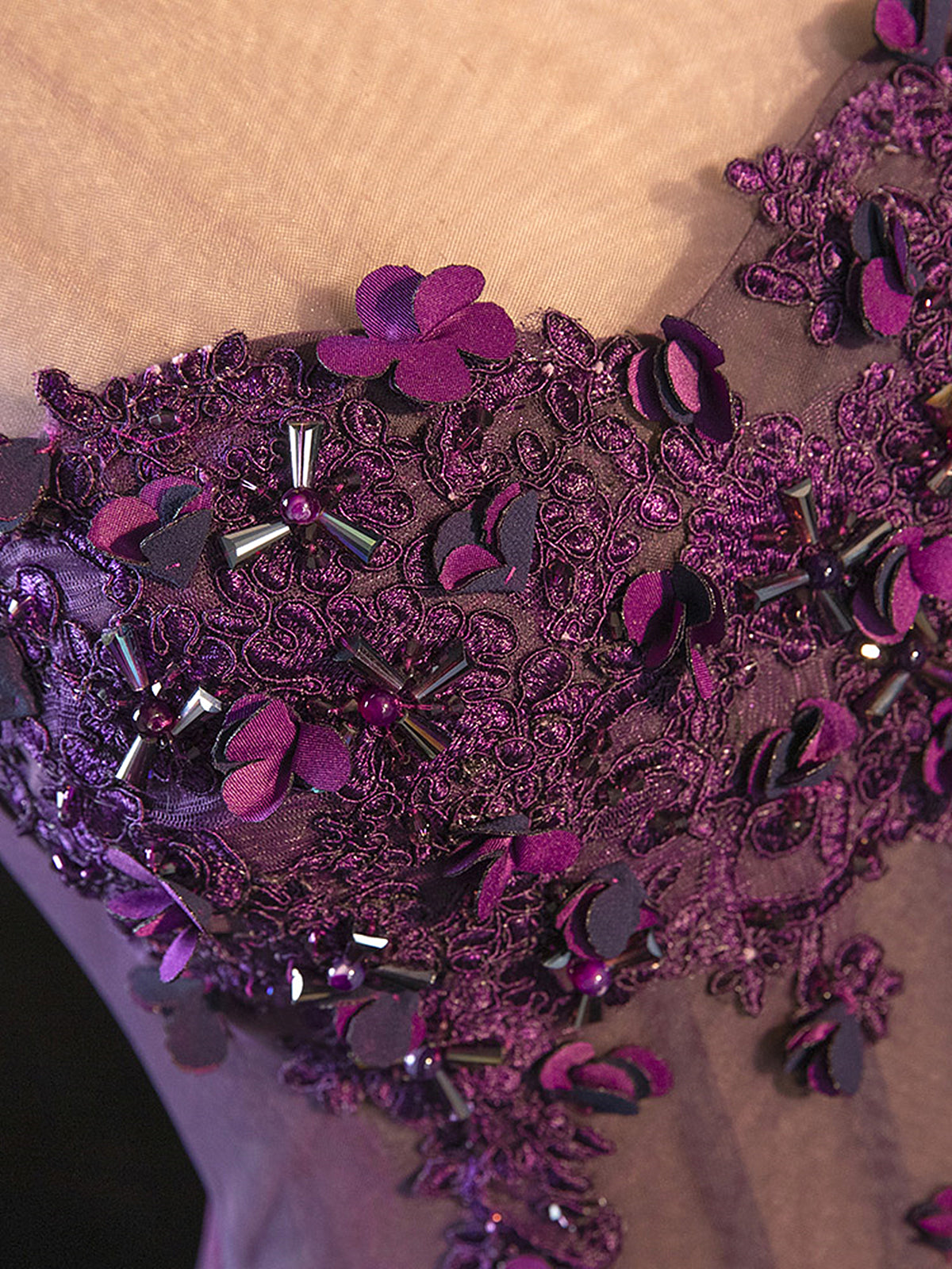 dark purple lace prom dress Lilac Black Tulle A-line Sweetheart Prom Dresses With Lace Appliques, MP730