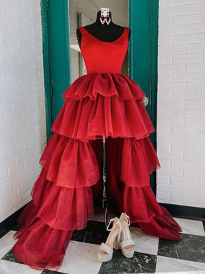 Red High Low Prom Dresses, Red High Low Formal Evening Dresses