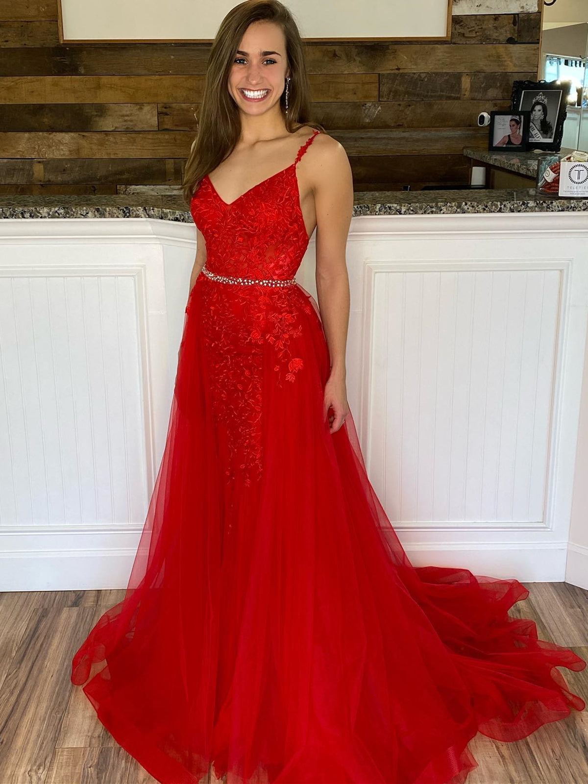 Red V Neck Lace Prom Dresses, V Neck Red Lace Long Formal Graduation Dresses Red V Neck Lace Prom Dresses, V Neck Red Lace Long Formal Graduation Dresses