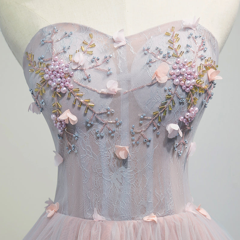 Rose Pink Short Floral Prom Dresses, Short Graduation Homecoming Dress - shegown Rose Pink Short Floral Prom Dresses, Short Graduation Homecoming Dress - shegown