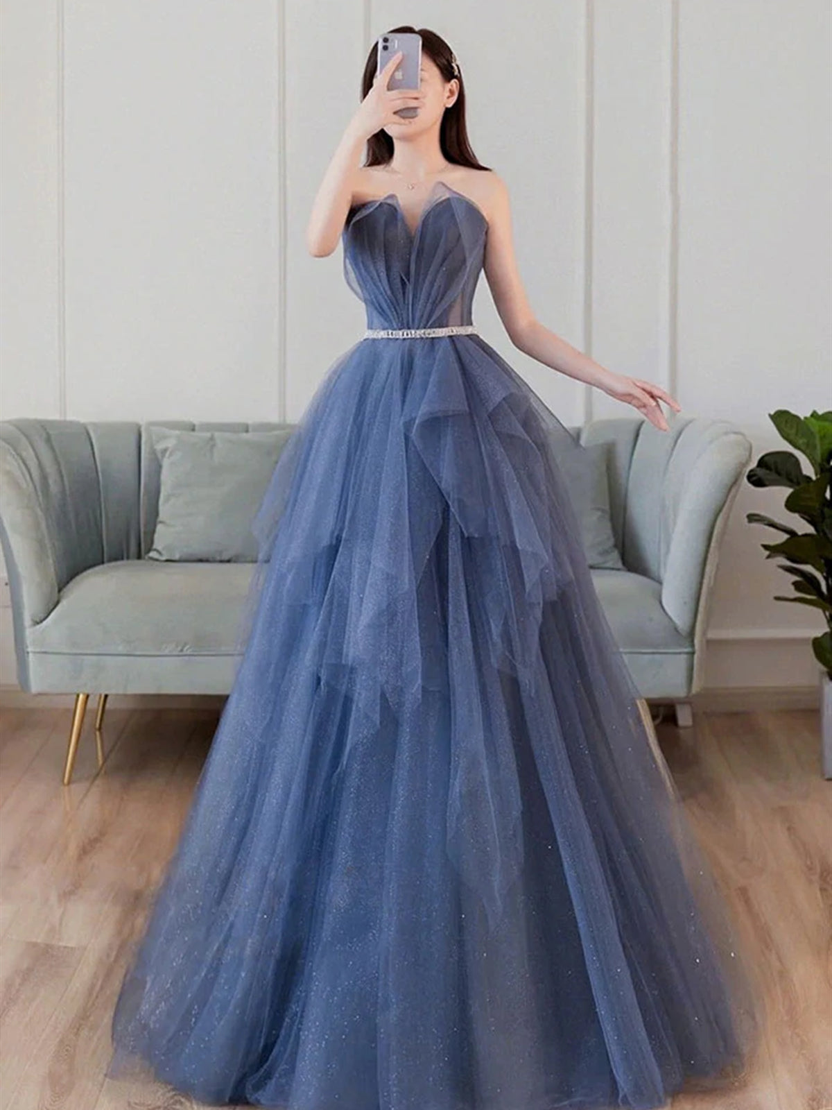 Shiny Blue Long Prom Dresses, Blue Long Formal Graduation Dresses, US 2 / Custom Color / With Rush+$19.99 Shiny Blue Long Prom Dresses, Blue Long Formal Graduation Dresses, US 2 / Custom Color / With Rush+$19.99