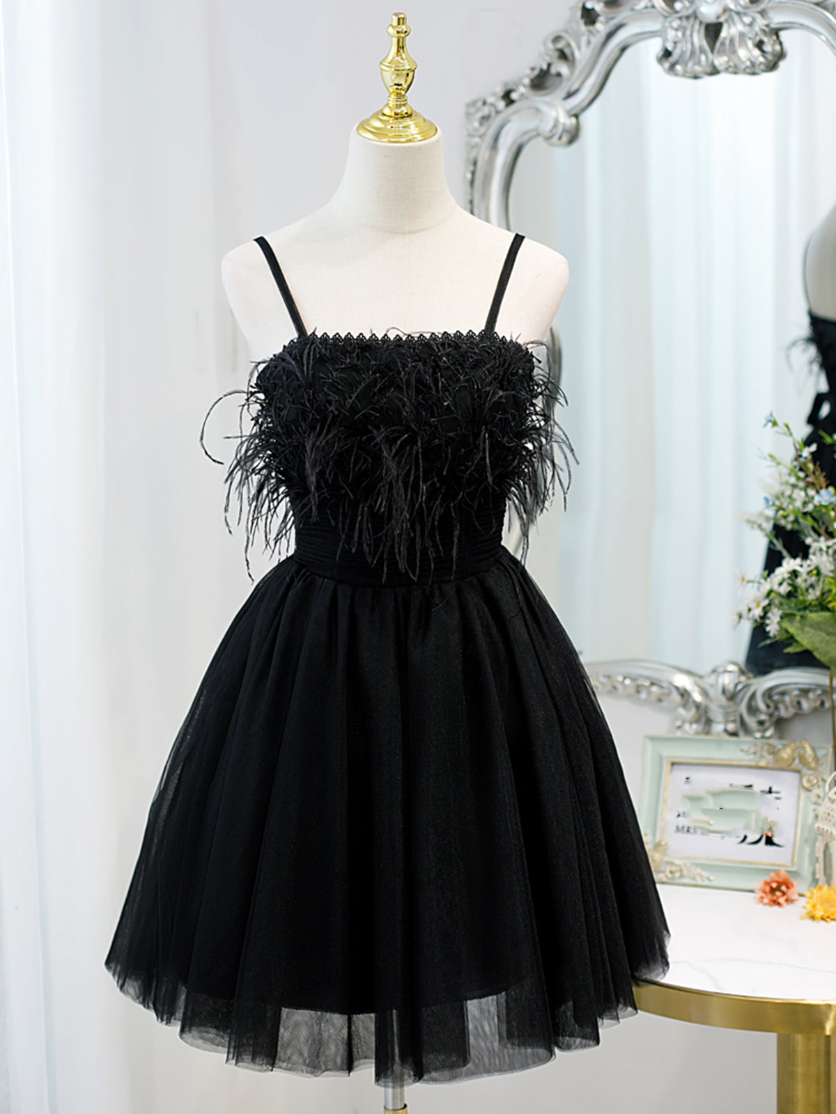 Short Back Prom Dress with Corset Back, Little Black Formal Homecoming - shegown Short Back Prom Dress with Corset Back, Little Black Formal Homecoming - shegown