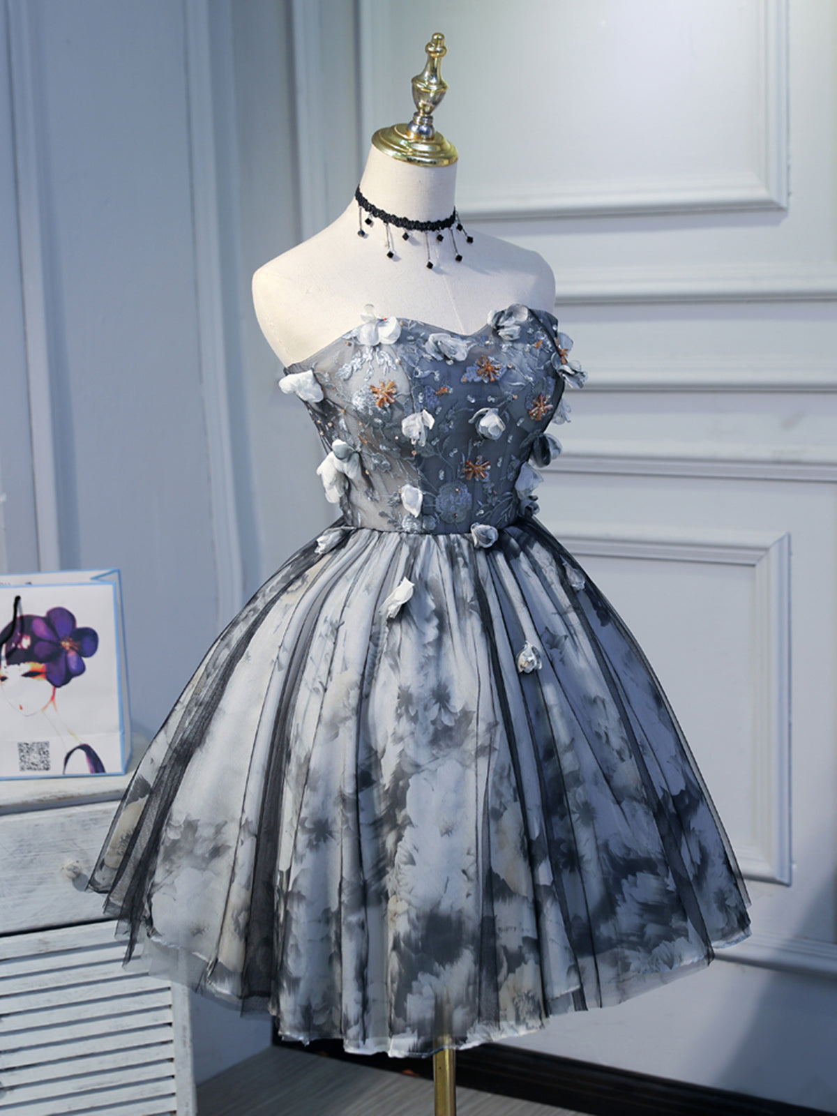 Short Black Floral Prom Dresses, Short Black Floral Formal Homecoming Dresses, Little Black Dresses, US 8 / Custom Color / With Rush+$19.99 Short Black Floral Prom Dresses, Short Black Floral Formal Homecoming Dresses, Little Black Dresses, US 8 / Custom Color / With Rush+$19.99