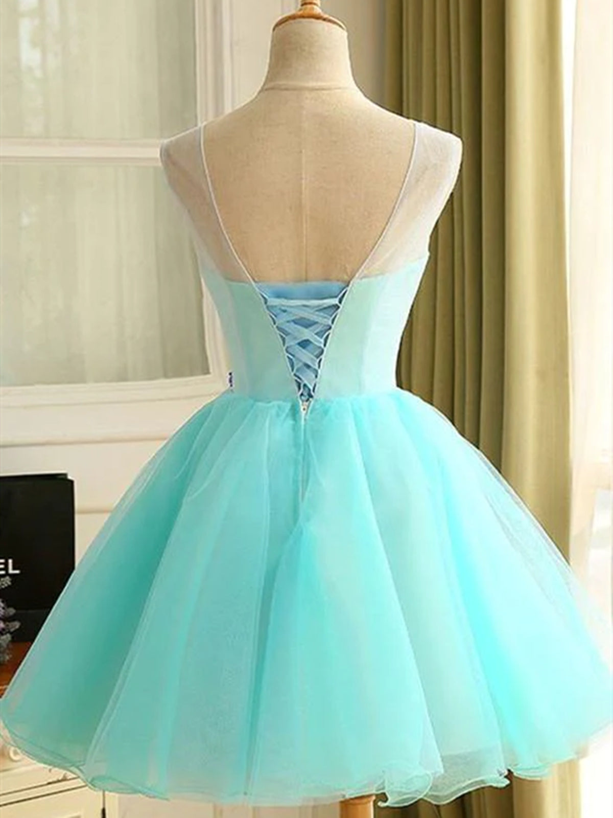 Short Green Floral Prom Dresses, Short Green Floral Graduation Homecom - shegown Short Green Floral Prom Dresses, Short Green Floral Graduation Homecom - shegown