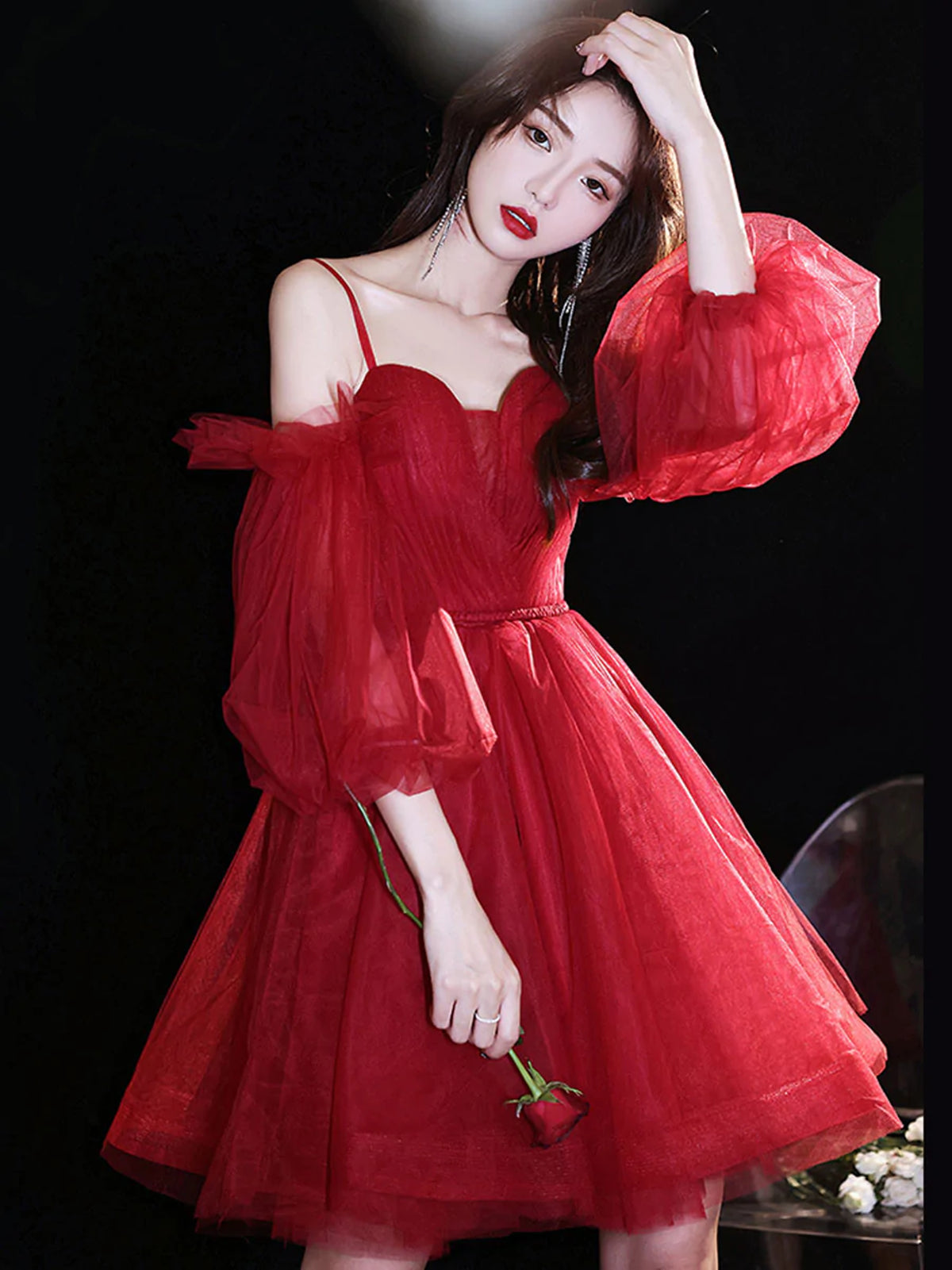 Short Burgundy Tulle Prom Dresses, Wine Red Short Formal Homecoming Dr - shegown Short Burgundy Tulle Prom Dresses, Wine Red Short Formal Homecoming Dr - shegown