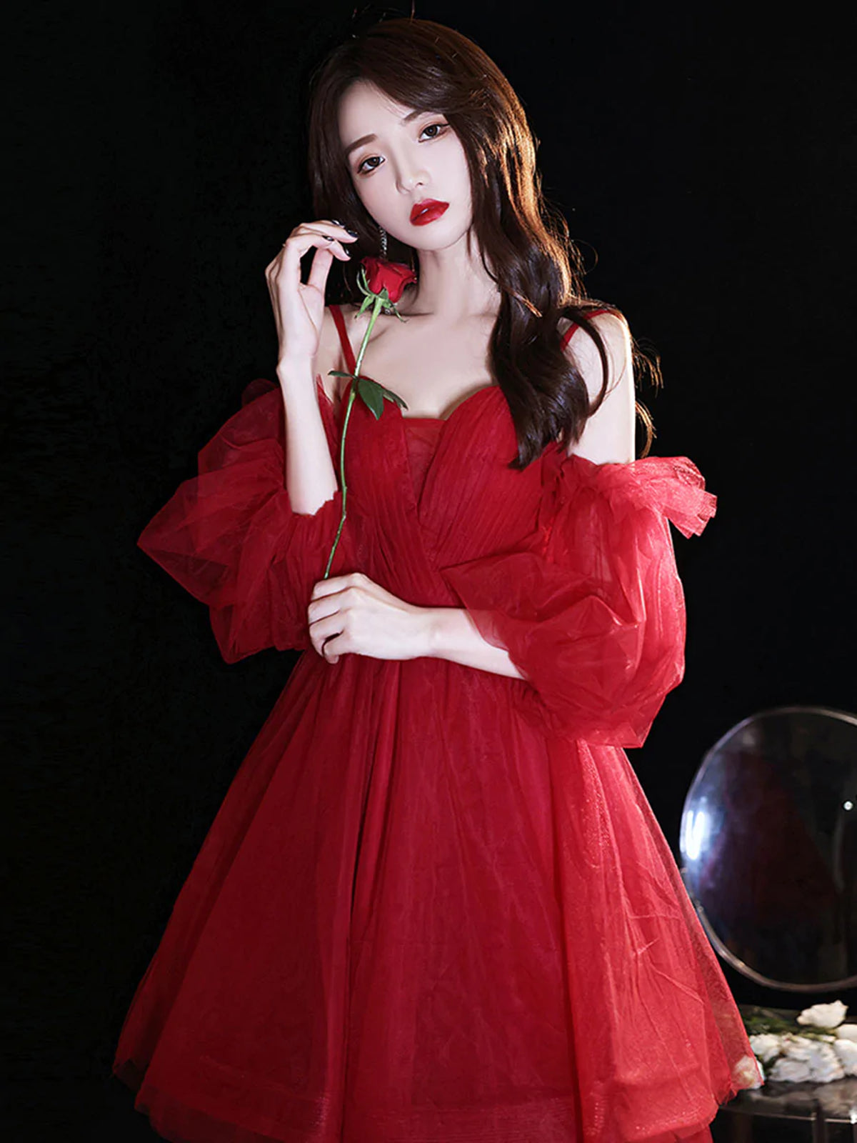 Short Burgundy Tulle Prom Dresses, Wine Red Short Formal Homecoming Dresses, US 12 / Custom Color / With Rush+$19.99 Short Burgundy Tulle Prom Dresses, Wine Red Short Formal Homecoming Dresses, US 12 / Custom Color / With Rush+$19.99