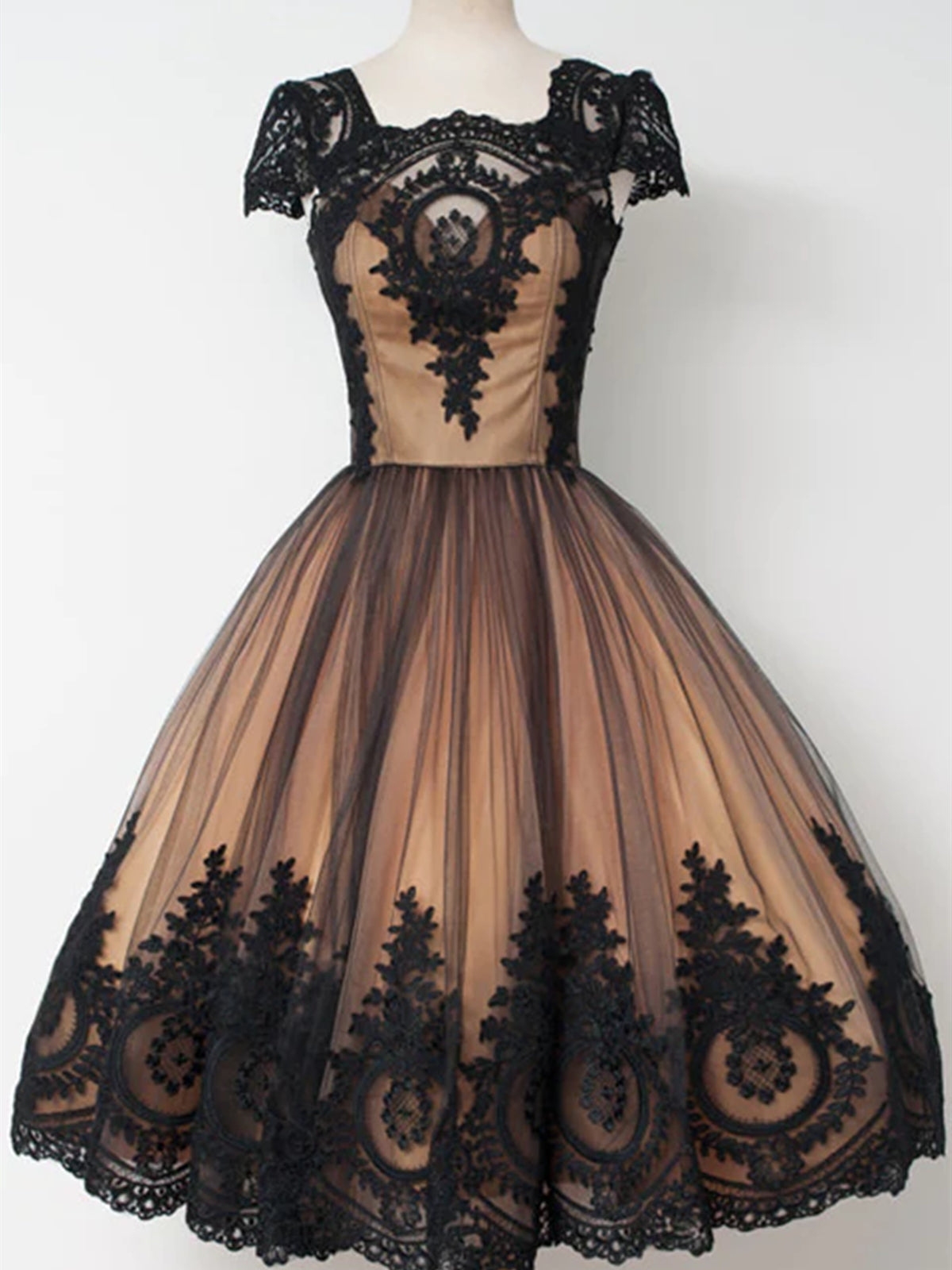 Short Cap Sleeves Black Lace Prom Dresses, Short Black Lace Graduation Homecoming Dresses, US 14 / Custom Color / With Rush+$19.99 Short Cap Sleeves Black Lace Prom Dresses, Short Black Lace Graduation Homecoming Dresses, US 14 / Custom Color / With Rush+$19.99