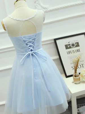 Short Light Blue Lace Prom Dresses, light Blue Short Lace Graduation Homecoming Dresses