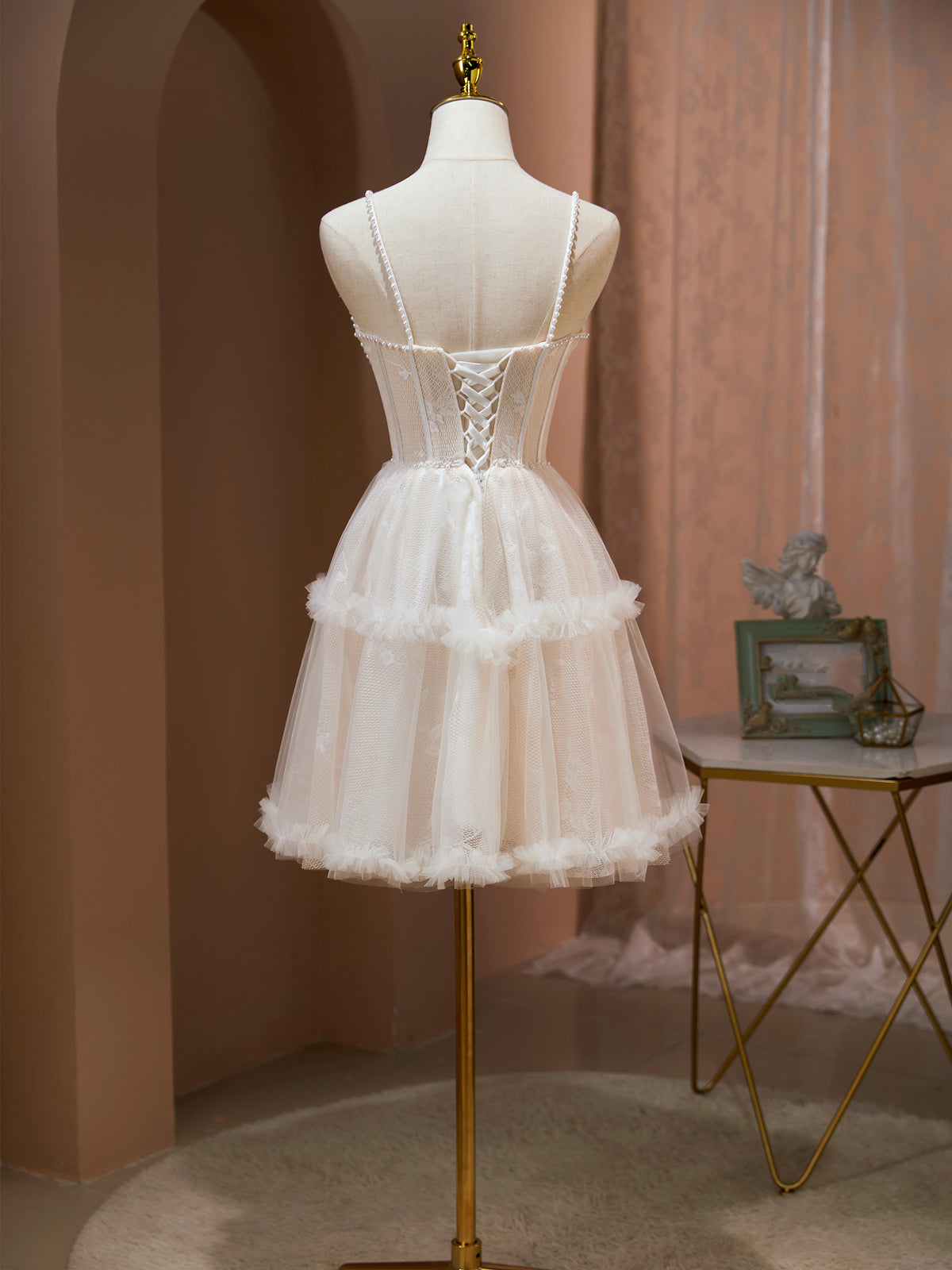 Short Light Champagne Lace Prom Dresses, Short Champagne Lace Formal Homecoming Dresses, US 14 / Custom Color / With Rush+$19.99 Short Light Champagne Lace Prom Dresses, Short Champagne Lace Formal Homecoming Dresses, US 14 / Custom Color / With Rush+$19.99