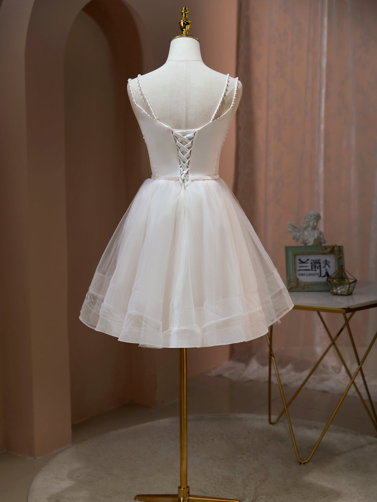 Short Light Champagne Prom Dresses, Light Champagne Short Formal Homec - shegown Short Light Champagne Prom Dresses, Light Champagne Short Formal Homec - shegown