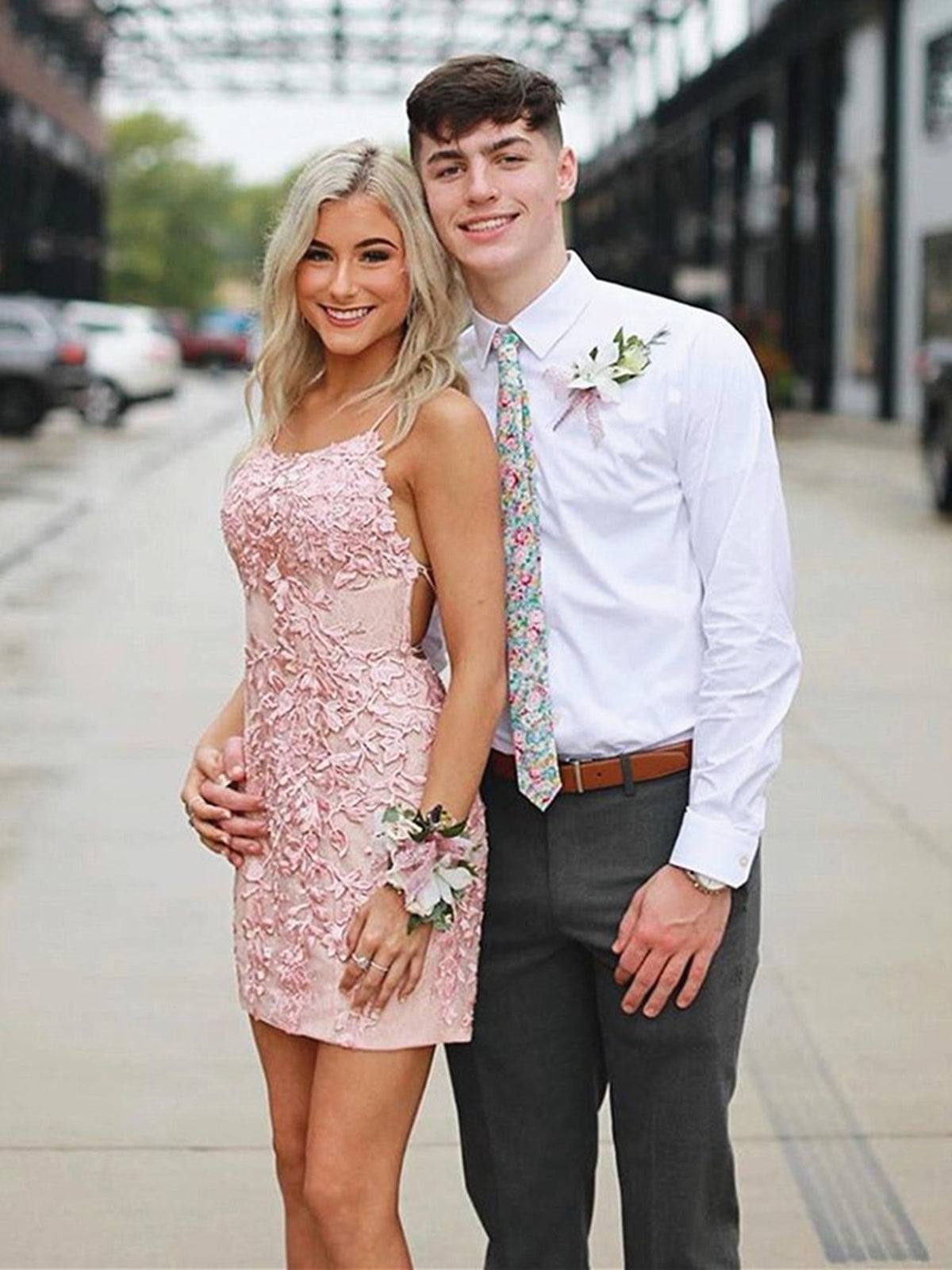Short Pink Backless Lace Prom Dresses, Short Open Back Lace Formal Homecoming Dresses, US 10 / Custom Color / No Rush Short Pink Backless Lace Prom Dresses, Short Open Back Lace Formal Homecoming Dresses, US 10 / Custom Color / No Rush