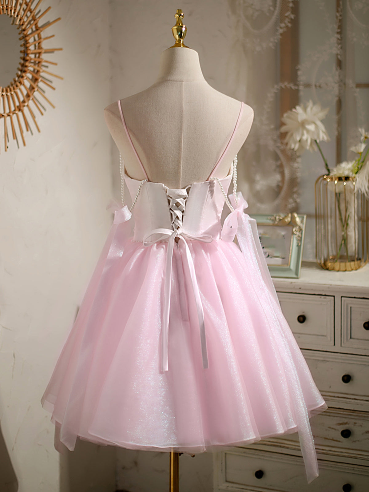 Short Pink Beaded Prom Dresses, Short Pink Beaded Formal Homecoming Dr - shegown Short Pink Beaded Prom Dresses, Short Pink Beaded Formal Homecoming Dr - shegown