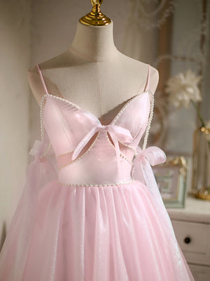 Short Pink Beaded Prom Dresses, Short Pink Beaded Formal Homecoming Dresses