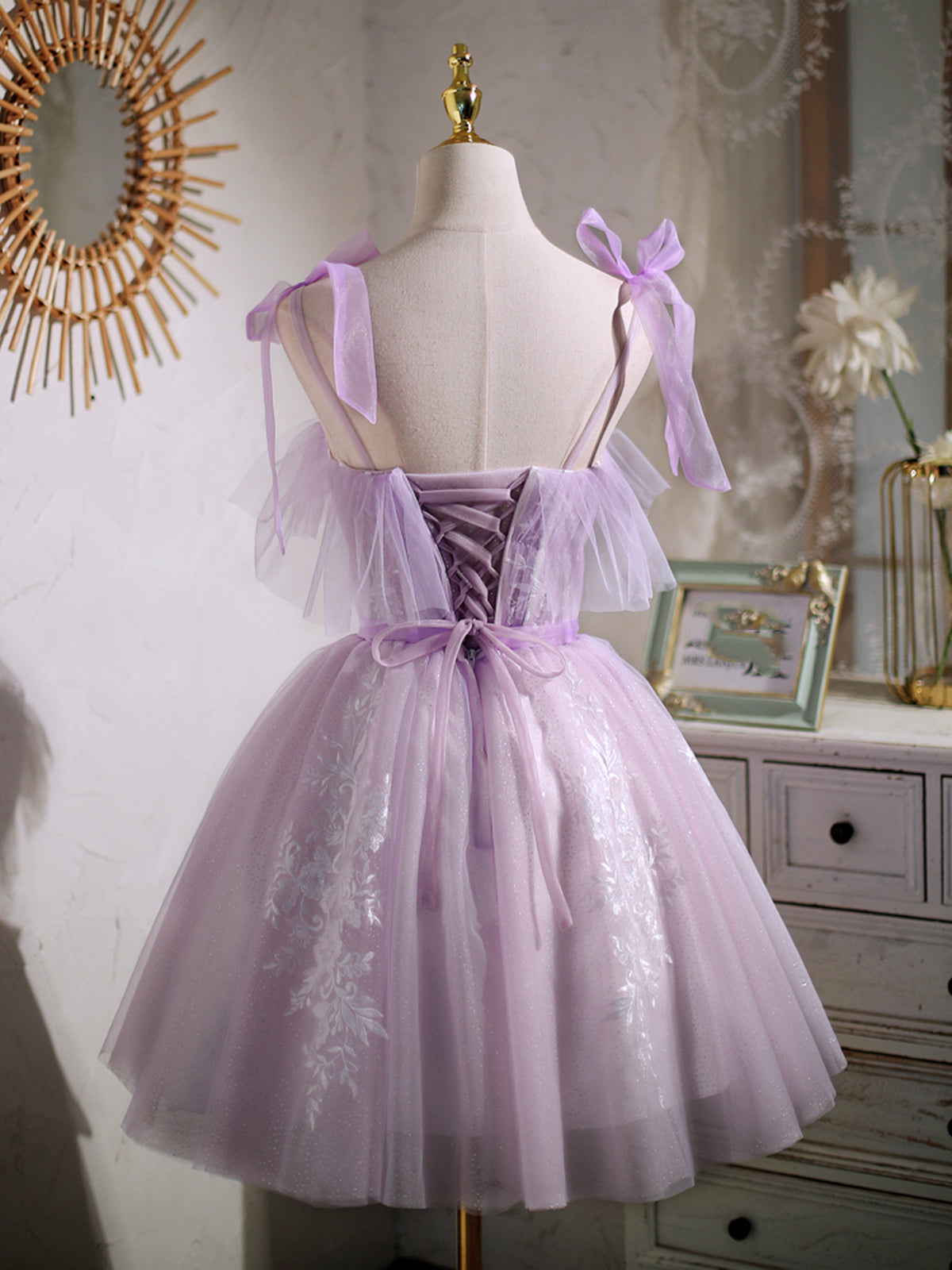 Short Purple Lace Prom Dresses, Short Purple Lace Formal Homecoming Dresses, US 4 / Custom Color / No Rush Short Purple Lace Prom Dresses, Short Purple Lace Formal Homecoming Dresses, US 4 / Custom Color / No Rush