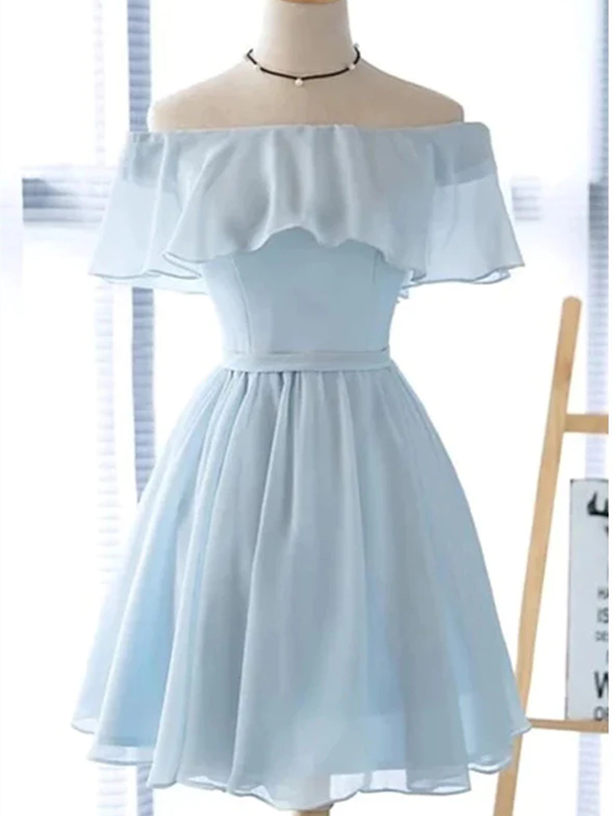 Short Sleeves Short Blue Prom Dresses, Short Blue Graduation Homecomin - shegown Short Sleeves Short Blue Prom Dresses, Short Blue Graduation Homecomin - shegown