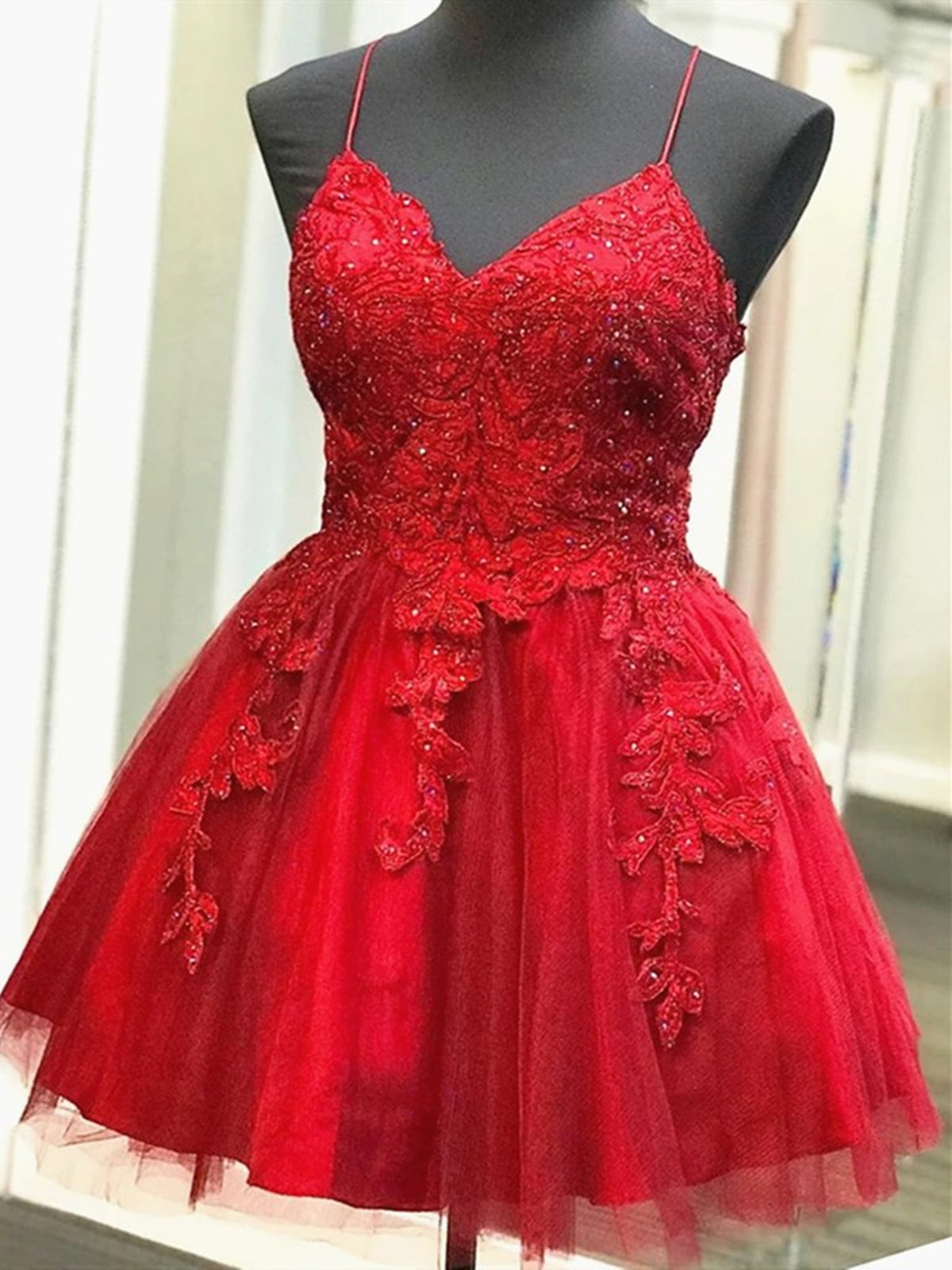 short red graduation dresses Strapless Lace Formal Dress  Babyonlinewholesale refined look perfect for ceremonies Homecoming Dresses Short Prom Dress