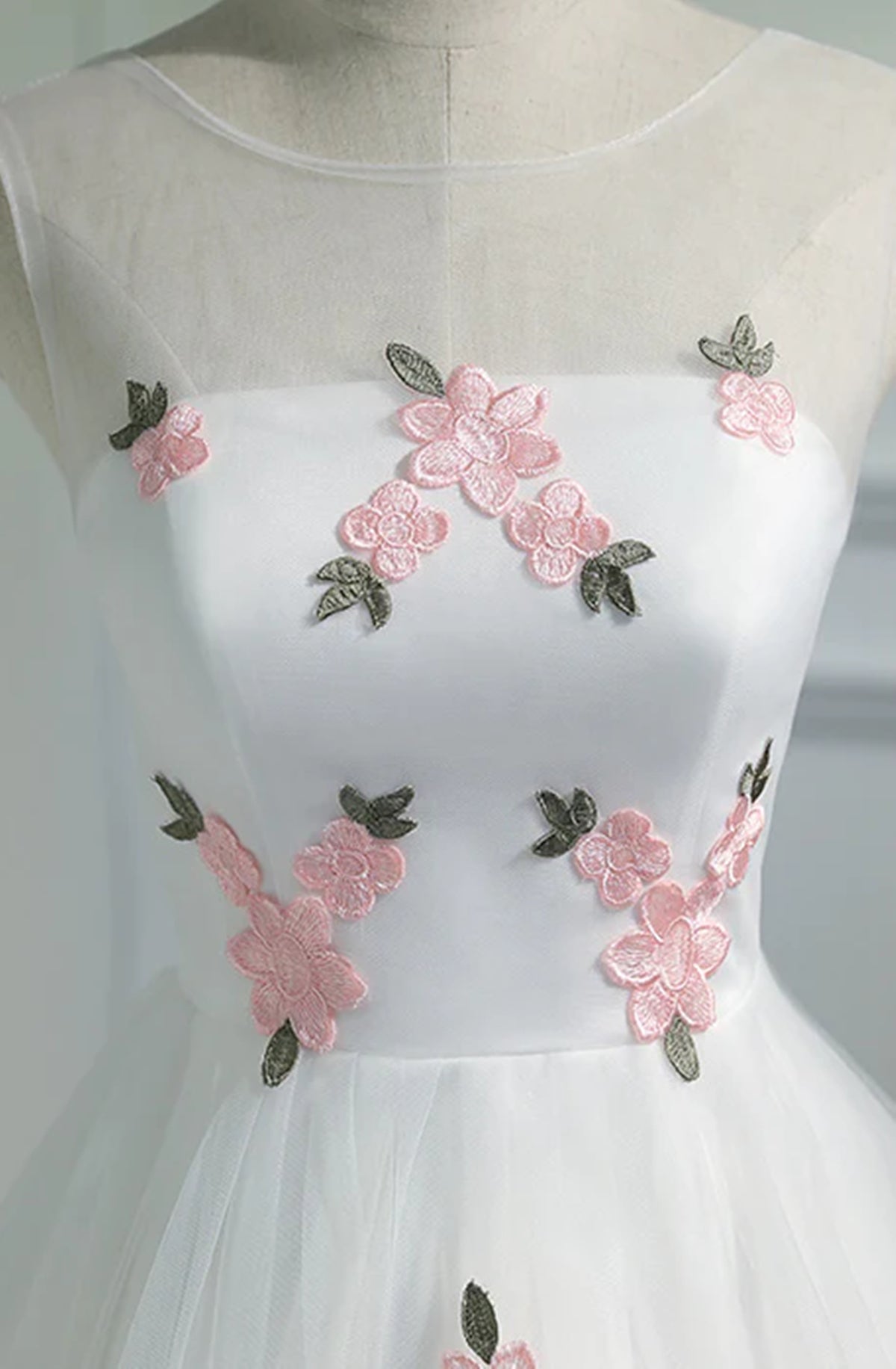 Short White Floral Prom Dresses, Short White Floral Formal Homecoming - shegown Short White Floral Prom Dresses, Short White Floral Formal Homecoming - shegown