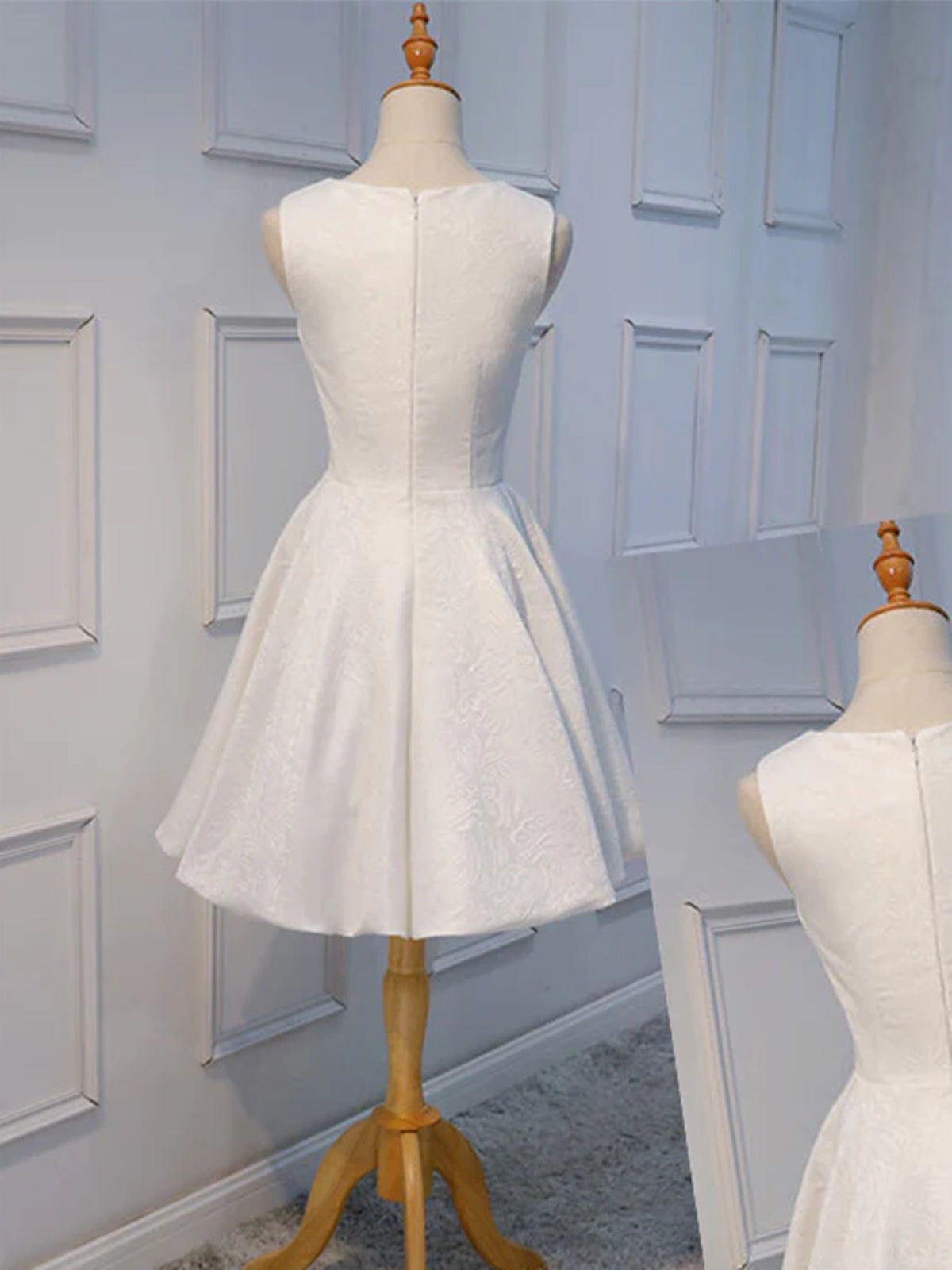 white short dresses prom Short White Lace Floral Prom Dresses, Short White Lace Floral Formal H