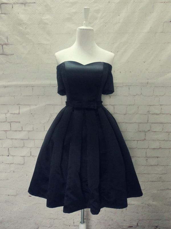 Short Sleeves Blue/Red/Black Prom Dresses, Short Sleeves Formal Homeco - shegown Short Sleeves Blue/Red/Black Prom Dresses, Short Sleeves Formal Homeco - shegown