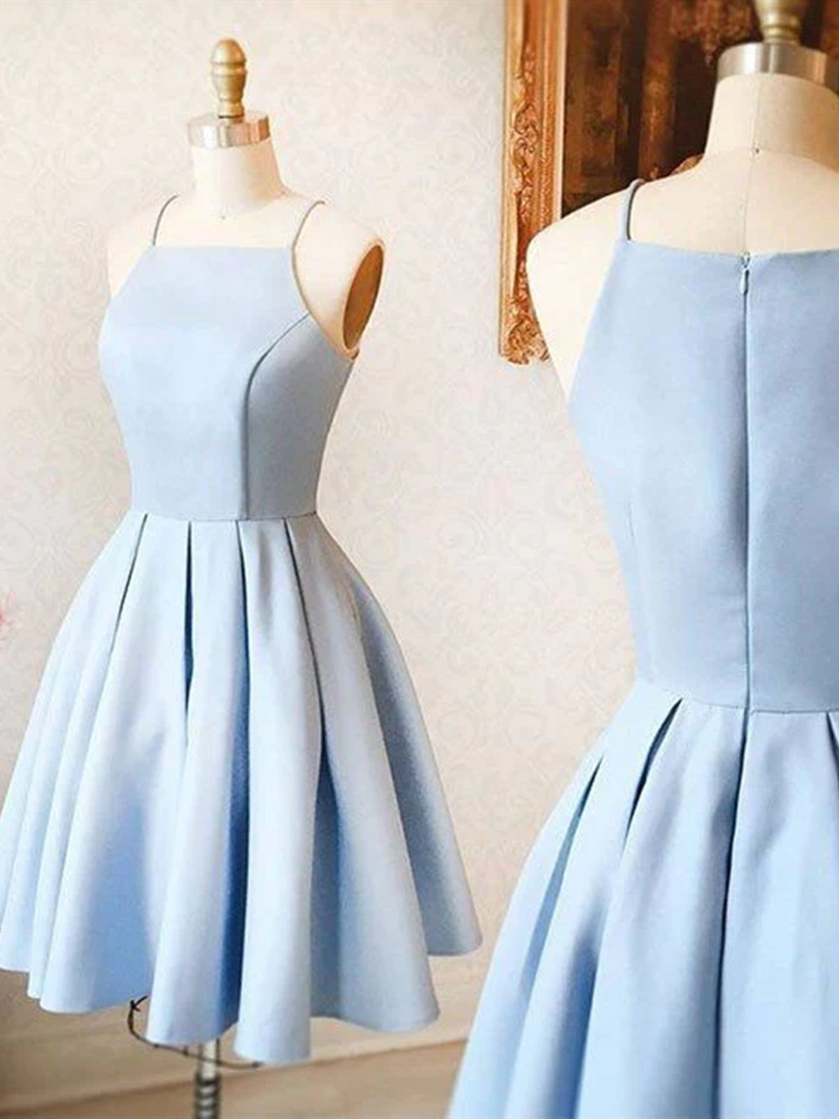 Spaghetti Straps Short Light Blue Prom Dresses, Short Light Blue Graduation Homecoming Dresses Spaghetti Straps Short Light Blue Prom Dresses, Short Light Blue Graduation Homecoming Dresses