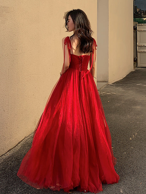 Spaghetti Straps Burgundy Floral Prom Dresses, Wine Red Long Formal Ev - shegown Spaghetti Straps Burgundy Floral Prom Dresses, Wine Red Long Formal Ev - shegown