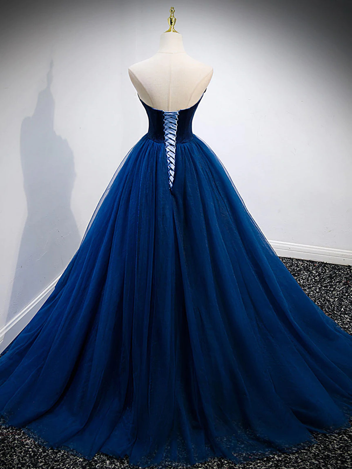 Strapless Blue Velvet Long Prom Dresses, Blue Velvet Long Formal Gradu - shegown Strapless Blue Velvet Long Prom Dresses, Blue Velvet Long Formal Gradu - shegown