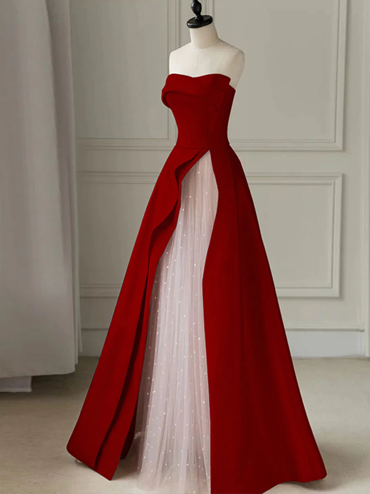 Strapless Burgundy Long Prom Dresses, Strapless Burgundy Long Formal E - shegown Strapless Burgundy Long Prom Dresses, Strapless Burgundy Long Formal E - shegown