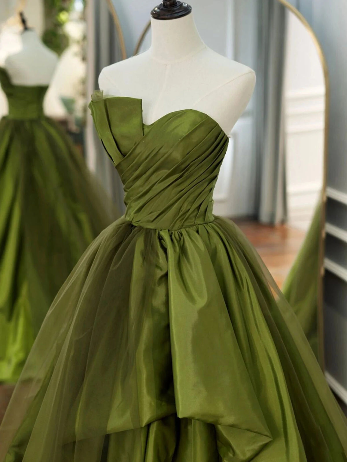 Strapless Green High Low Prom Dresses, High Low Green Long Formal Even - shegown Strapless Green High Low Prom Dresses, High Low Green Long Formal Even - shegown