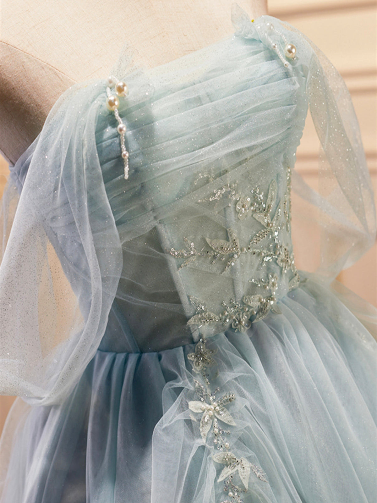 Strapless Short Green Tulle Prom Dresses, Short Green Tulle Beaded For - shegown Strapless Short Green Tulle Prom Dresses, Short Green Tulle Beaded For - shegown