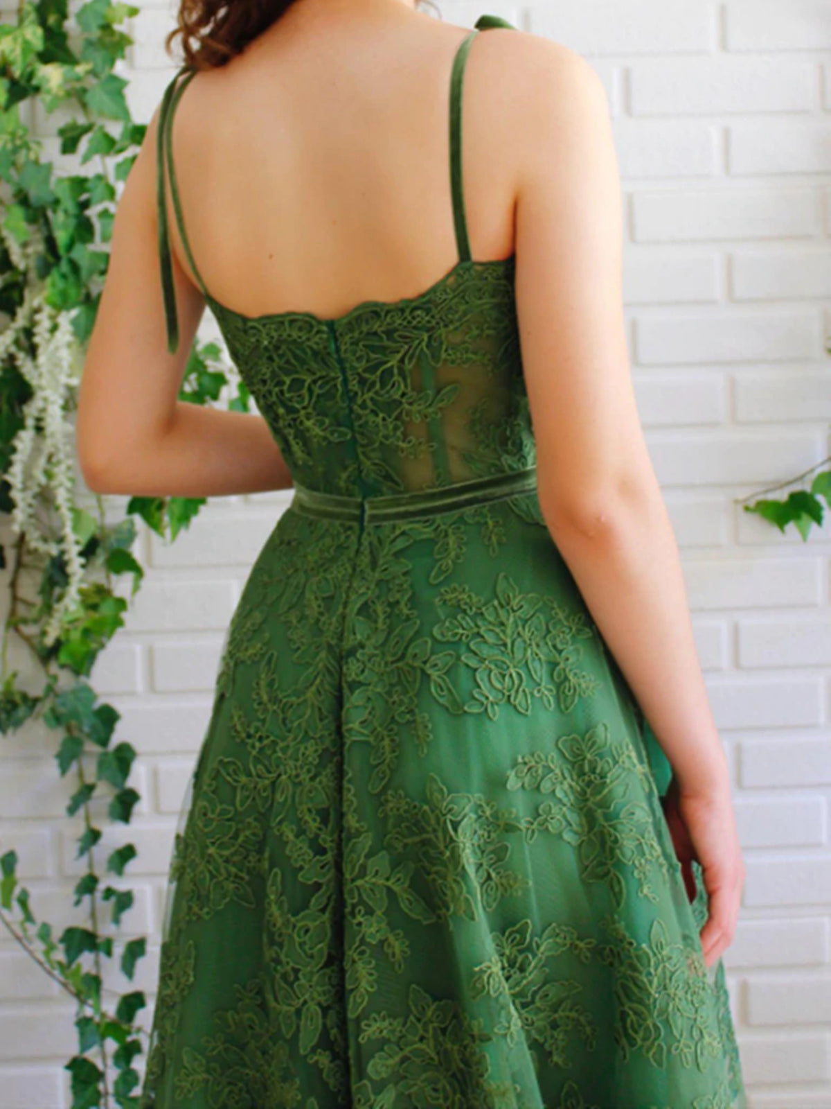 Sweetheart Neck Dark Green Lace Prom Dresses, Green Lace Long Formal G -  shegown