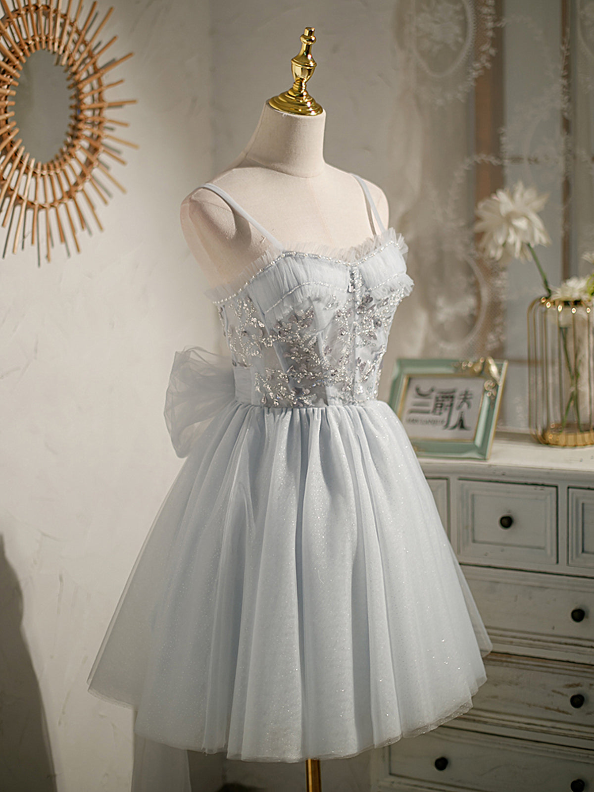 Sweetheart Neck Short Gray Tulle Prom Dresses, Short Grey Tulle Formal Graduation Dresses Sweetheart Neck Short Gray Tulle Prom Dresses, Short Grey Tulle Formal Graduation Dresses