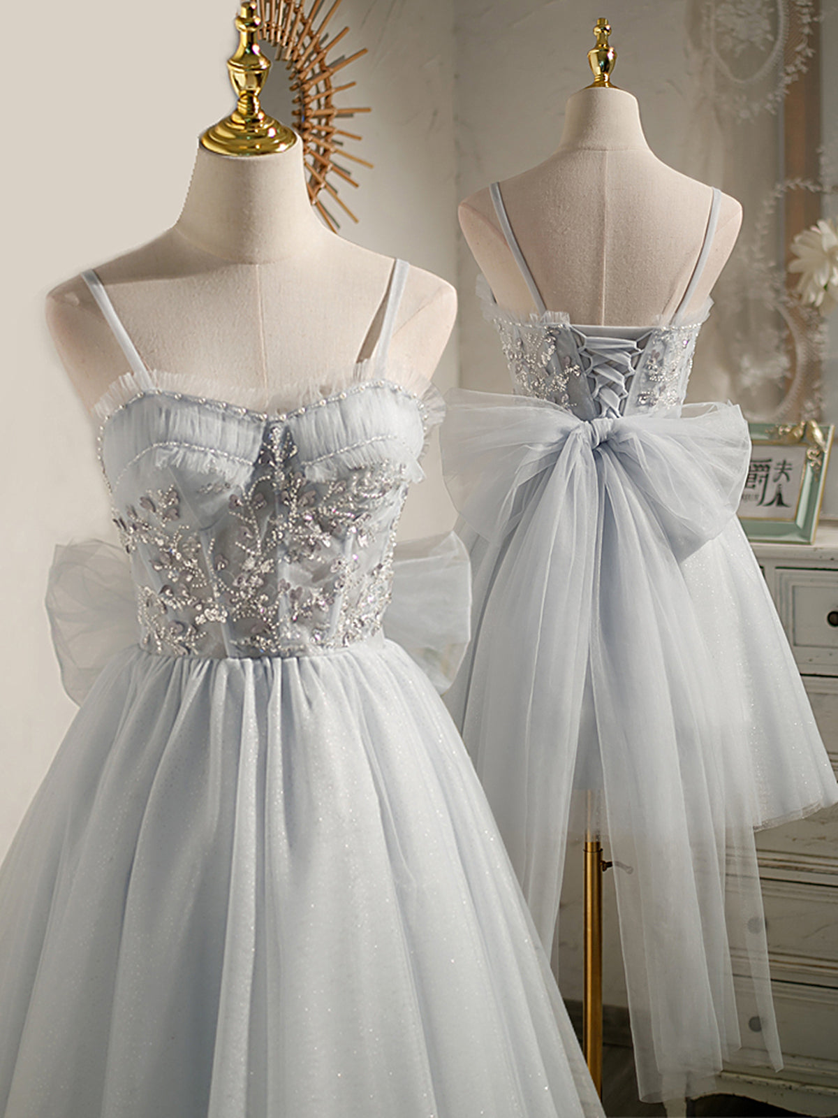 Sweetheart Neck Short Gray Tulle Prom Dresses, Short Grey Tulle Formal Graduation Dresses Sweetheart Neck Short Gray Tulle Prom Dresses, Short Grey Tulle Formal Graduation Dresses