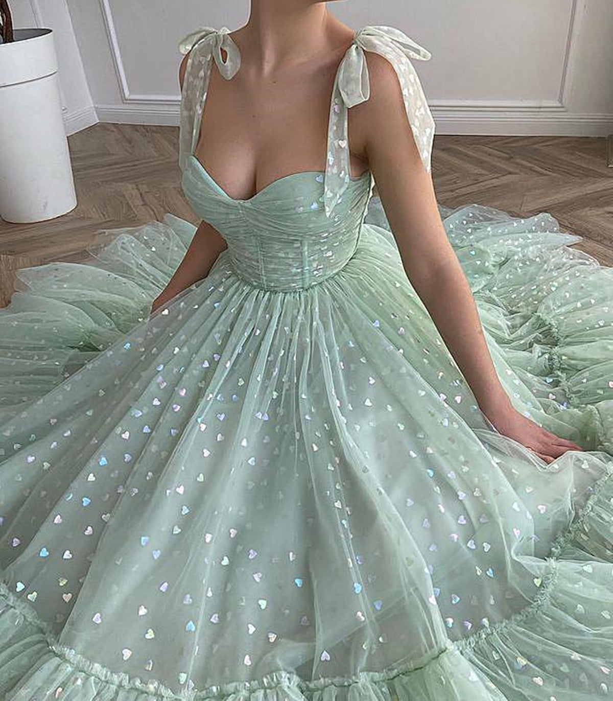 Sweetheart Neck Tea Length Green Prom Dresses, Green Tea Length Formal Graduation Dresses, US 14 / Green as Pics / With Rush+$19.99 Sweetheart Neck Tea Length Green Prom Dresses, Green Tea Length Formal Graduation Dresses, US 14 / Green as Pics / With Rush+$19.99