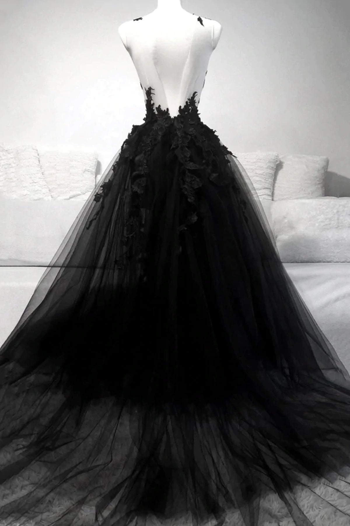 V Neck Black Lace Prom Dresses, Black V Neck Lace Formal Graduation Dresses, US 4 / Custom Color / With Rush+$19.99 V Neck Black Lace Prom Dresses, Black V Neck Lace Formal Graduation Dresses, US 4 / Custom Color / With Rush+$19.99