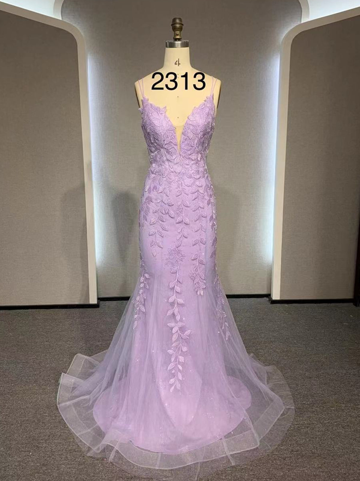 V Neck Mermaid Purple Lace Prom Dresses, V Neck Mermaid Purple Lace Fo - shegown V Neck Mermaid Purple Lace Prom Dresses, V Neck Mermaid Purple Lace Fo - shegown