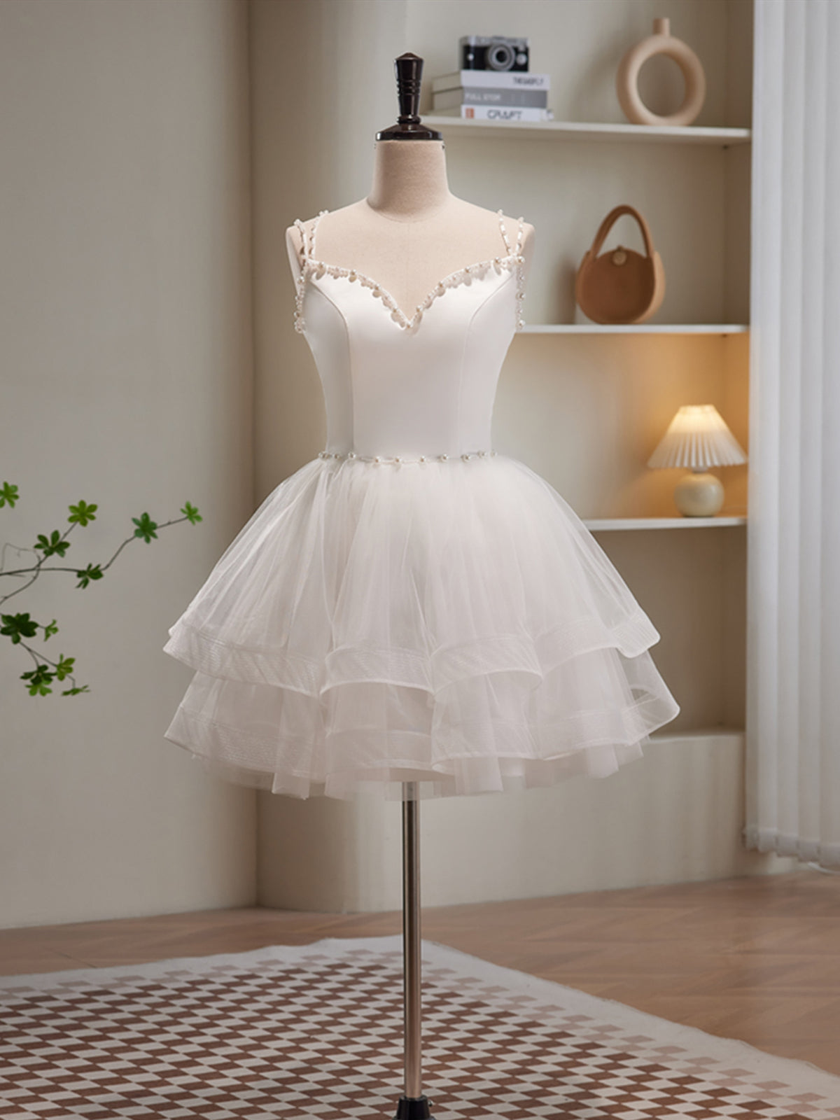 V Neck Short Ivory Layered Prom Dresses, Short Ivory Graduation Homecoming Dresses, US 16 / Custom Color / With Rush+$19.99 V Neck Short Ivory Layered Prom Dresses, Short Ivory Graduation Homecoming Dresses, US 16 / Custom Color / With Rush+$19.99