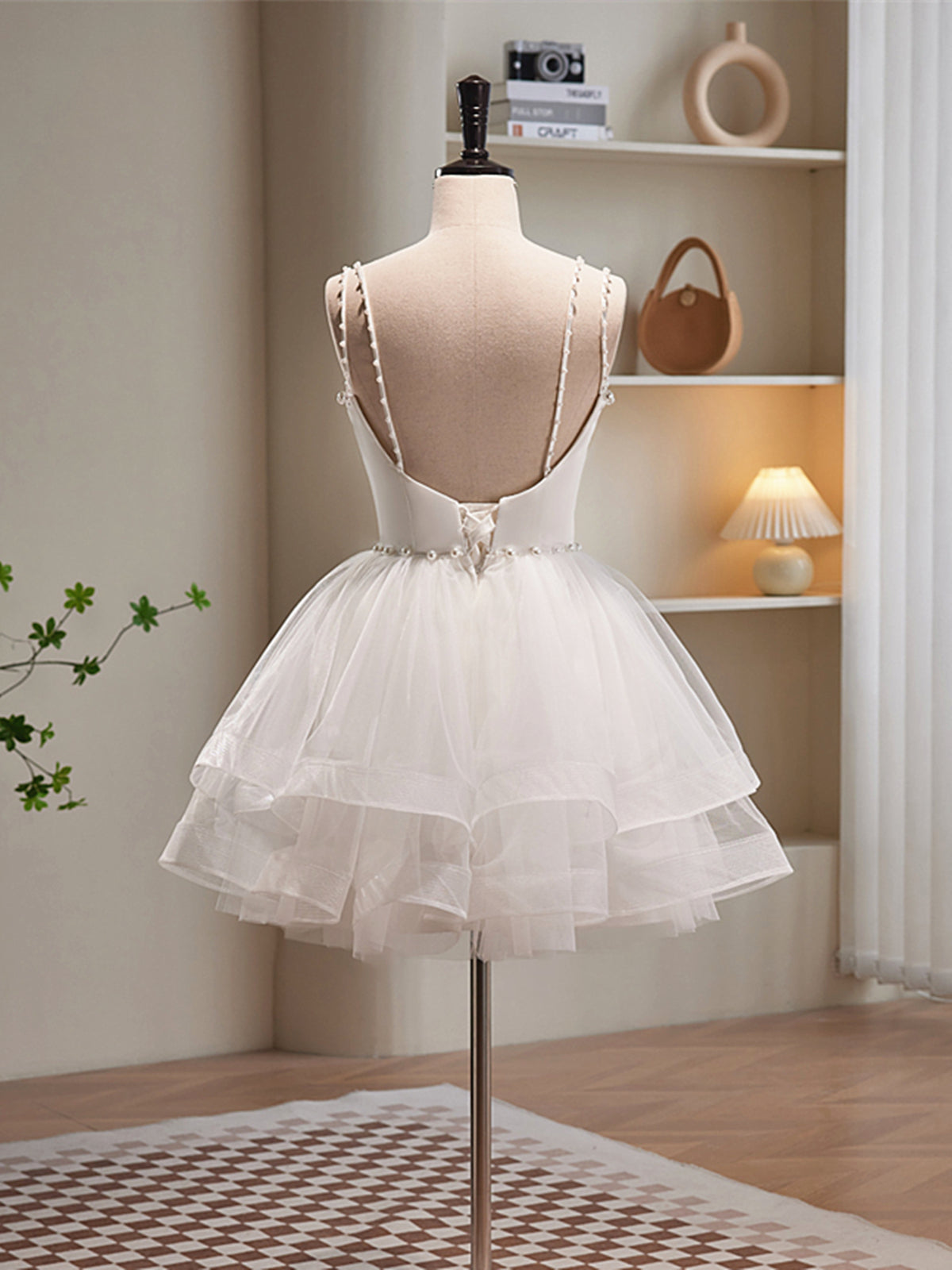 V Neck Short Ivory Layered Prom Dresses, Short Ivory Graduation Homecoming Dresses, US 16 / Custom Color / With Rush+$19.99 V Neck Short Ivory Layered Prom Dresses, Short Ivory Graduation Homecoming Dresses, US 16 / Custom Color / With Rush+$19.99